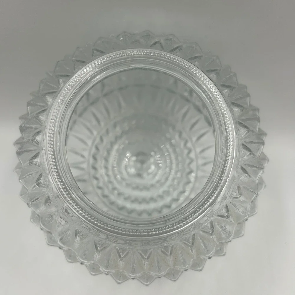 Art Deco Glass Light Fixture Globe Cut Crystal Style Pyramid VTG MCM 3.25 Fitter